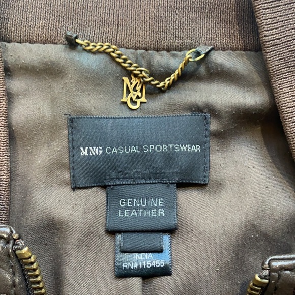 MNG Casual Chocolate brown leather jacket L - Picture 6 of 6